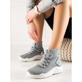 TRENDI Zapatillas grises con calcetín 3