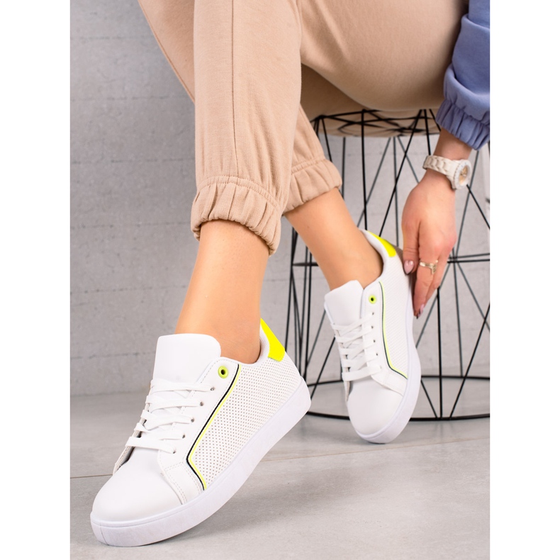 TRENDI Zapatos casuales con inserto de neón blanco 1