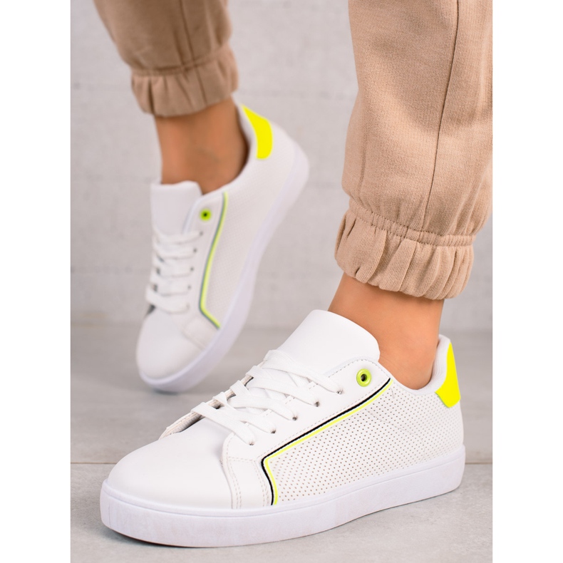 TRENDI Zapatos casuales con inserto de neón blanco 2