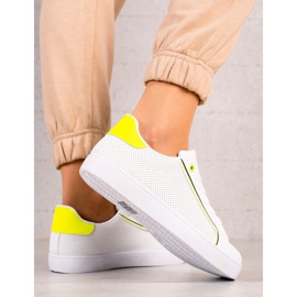 TRENDI Zapatos casuales con inserto de neón blanco 3