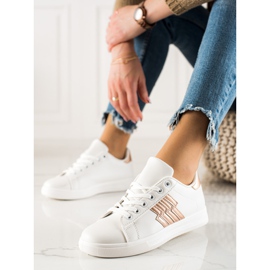 TRENDI Deportivas con inserto dorado blanco 4