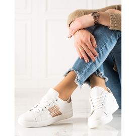 TRENDI Deportivas con inserto dorado blanco 3