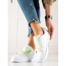 TRENDI Zapatillas clásicas con cordones blanco 2