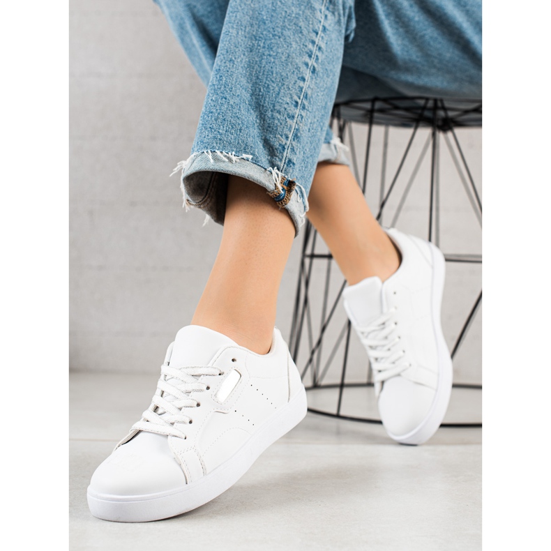 TRENDI Zapatillas clásicas con cordones blanco 1