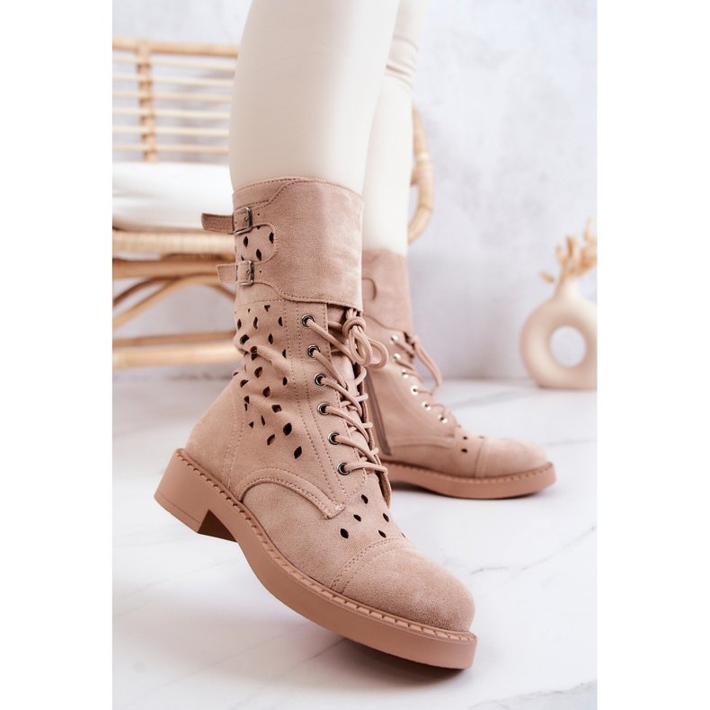 Botines Ante Calado Hermione Beige Claro 2 Botines Ante Calado Hermione Beige Claro 2