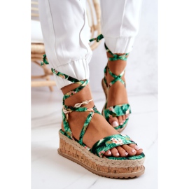 FB2 Sandalias Alpargatas Cuña Flores Roxanne Verde multicolor 1
