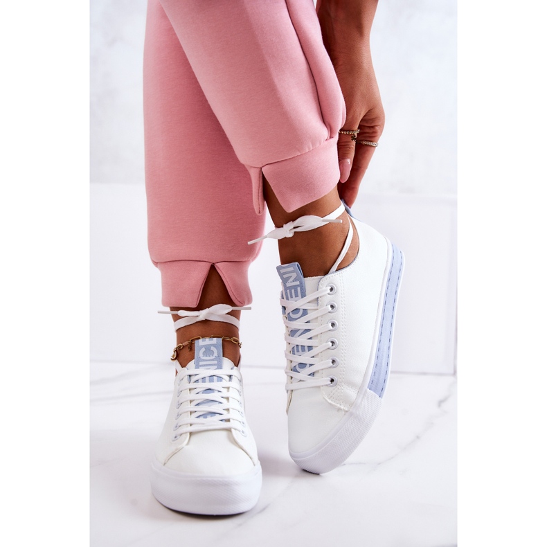 Deportivas Mujer Piel Blanco y Azul Mikayla 2 Deportivas Mujer Piel Blanco y Azul Mikayla 2