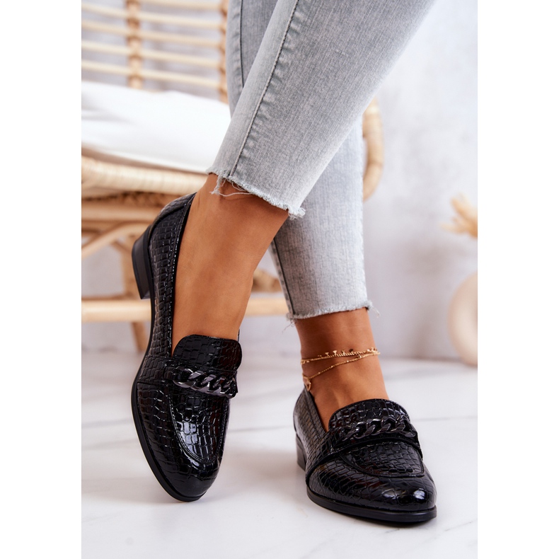 Vinceza Zapatos lacados con estampado de serpentina Negro Yasmin 2