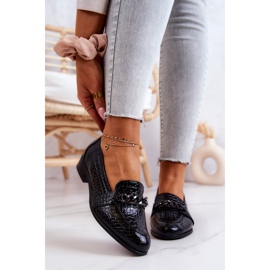 Vinceza Zapatos lacados con estampado de serpentina Negro Yasmin 1