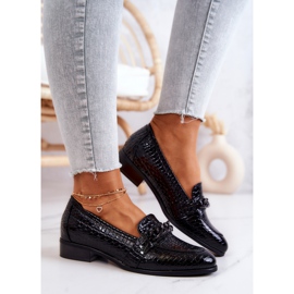 Vinceza Zapatos lacados con estampado de serpentina Negro Yasmin 3