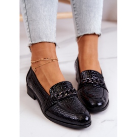 Vinceza Zapatos lacados con estampado de serpentina Negro Yasmin 5