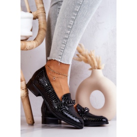 Vinceza Zapatos lacados con estampado de serpentina Negro Yasmin 4