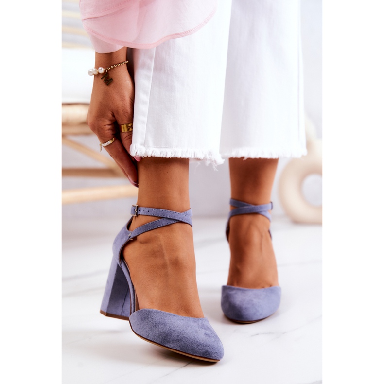 Zapatos De Salón De Ante En Un Pilar Sergio Leone SK851 Azul 1