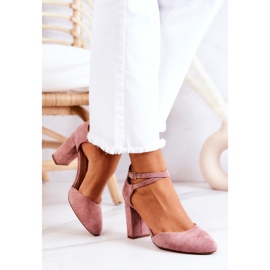 Zapatos De Salón De Ante En Un Pilar Sergio Leone SK851 Rosa 1