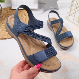 Sandalias velcros Rieker W V8873-14 azul 1