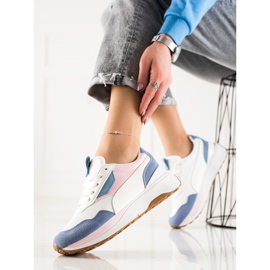 TRENDI Zapatillas de colores en la plataforma blanco azul rosado 2