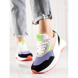 TRENDI Zapatillas de colores en la plataforma blanco negro violeta multicolor 1
