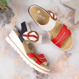 Sandalias cuña Rieker W 67476-33 blanco rojo 3