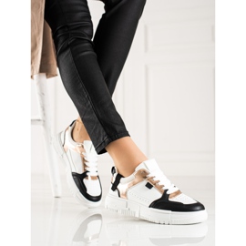 TRENDI Zapatillas con estilo blanco negro dorado 2