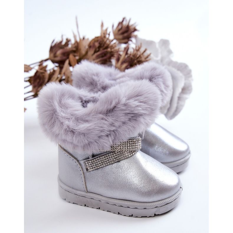 Botas de nieve para niños Hollee plateadas con circonitas cúbicas gris 2 Botas de nieve para niños Hollee plateadas con circonitas cúbicas gris 2