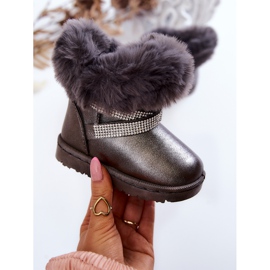 FR1 Botas de nieve para niños Hollee en gris oscuro con circonitas cúbicas 1