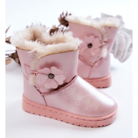 FR1 Botas De Nieve Infantiles Con Flor Rosa Bianca rosado 4