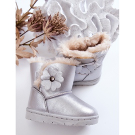 FR1 Botas De Nieve Infantiles Con Flor Plata Bianca 3
