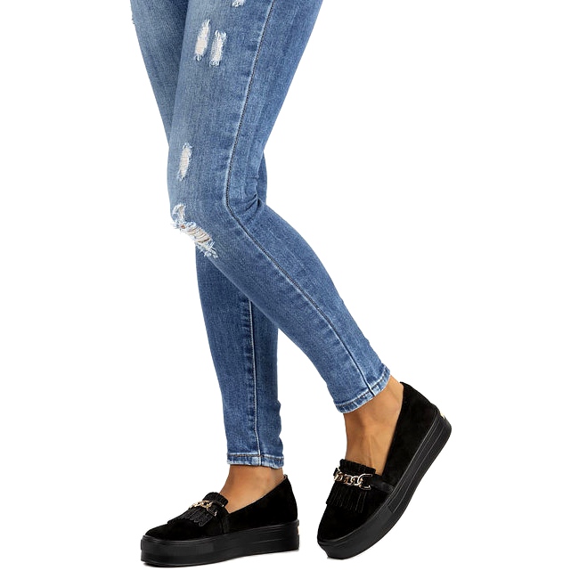 Zapatos de cuero de mujer Lordsy Filippo DP3532 / 22 Negro 3