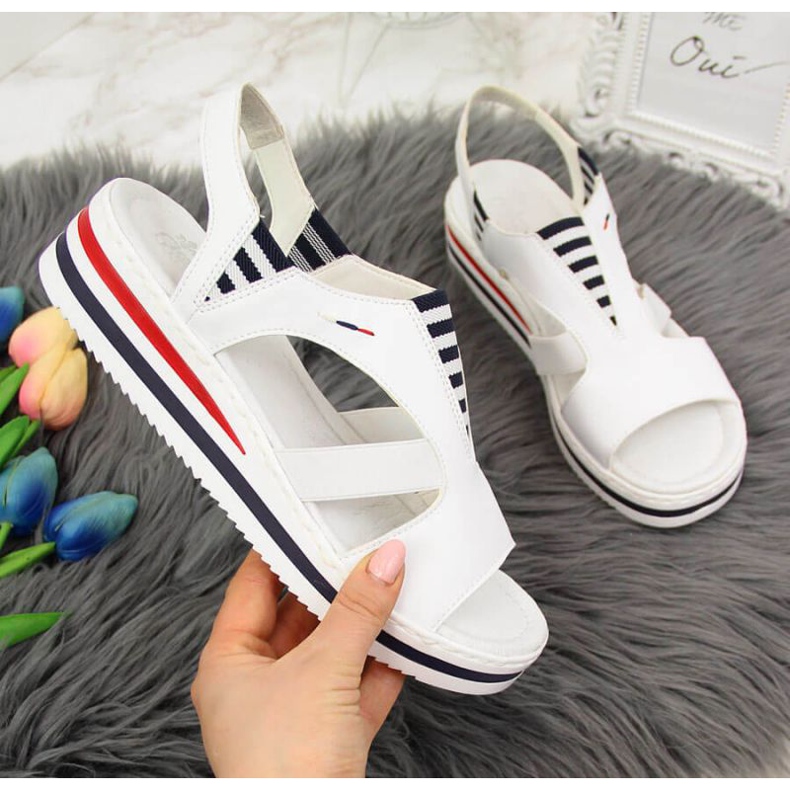 Sandalias cuña Rieker W V02Y5 blanco 1