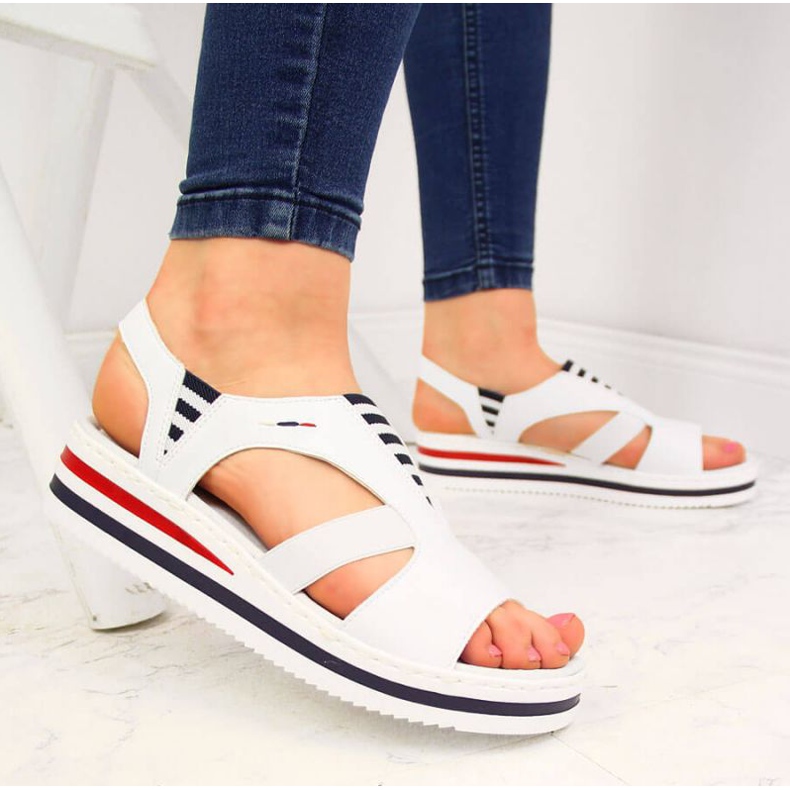 Sandalias cuña Rieker W V02Y5 blanco 2