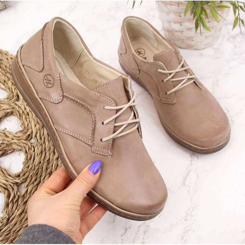 Zapatos de cuero confort helios 715 beige 1