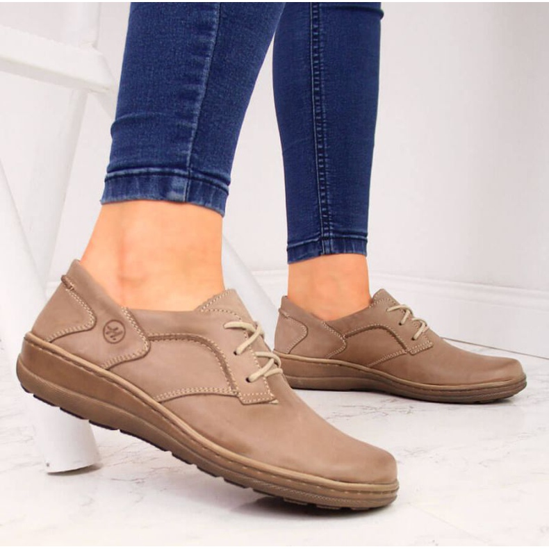 Zapatos de cuero confort helios 715 beige 2