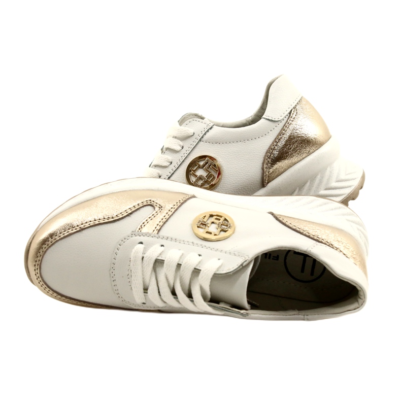 Zapatos deportivos de mujer atados Filippo DP3547 / 22 WH GO Blanco dorado 9