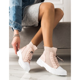 TRENDI Zapatillas altas en polvo rosado 3
