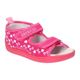 American Club Zapatillas sandalias americanas, inserto de cuero TEN19 / 22 Rosa rosado 5
