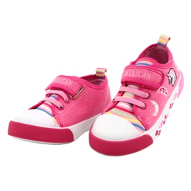 American Club Sneakers de velcro American Ten17/22 Inserto de cuero rosa 2