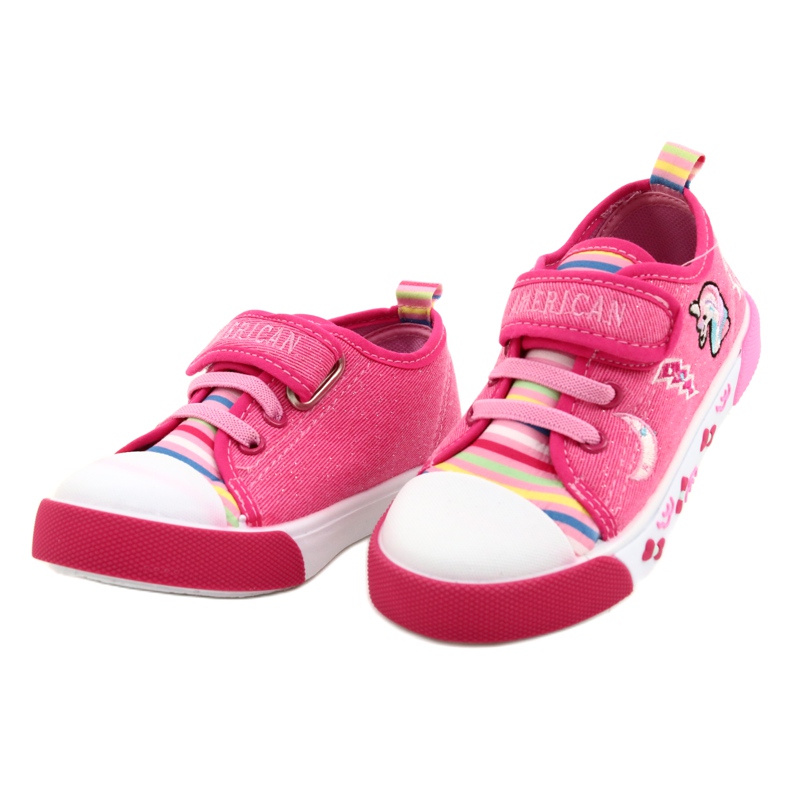 American Club Sneakers de velcro American Ten17/22 Inserto de cuero rosa 2