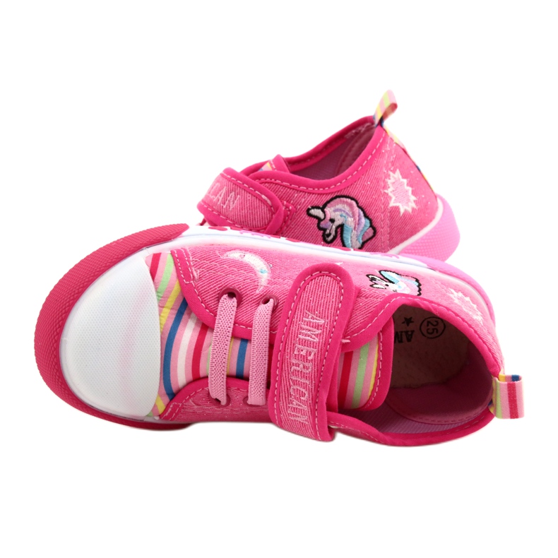American Club Sneakers de velcro American Ten17/22 Inserto de cuero rosa rosado 5