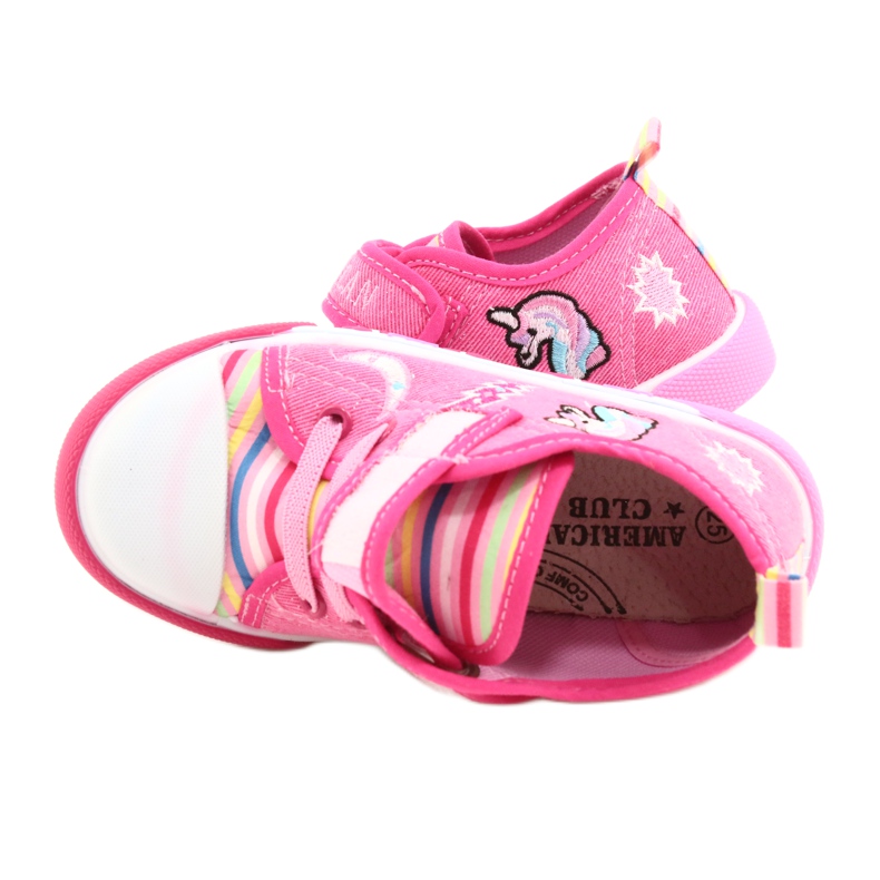 American Club Sneakers de velcro American Ten17/22 Inserto de cuero rosa 6