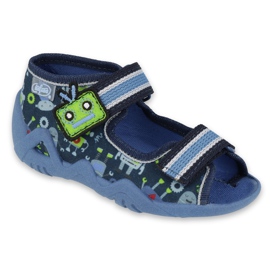 Pantuflas infantiles befado con velcro 250P097 azul marino 1