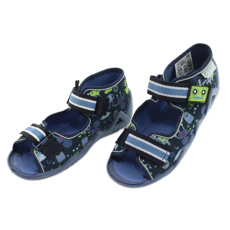 Pantuflas infantiles befado con velcro 250P097 azul marino 3