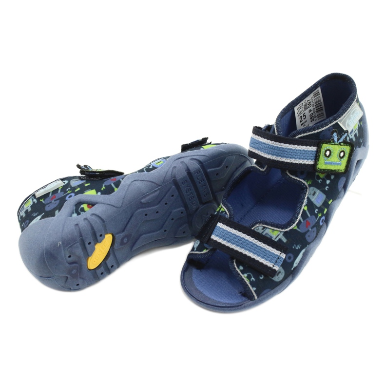 Pantuflas infantiles befado con velcro 250P097 azul marino 4