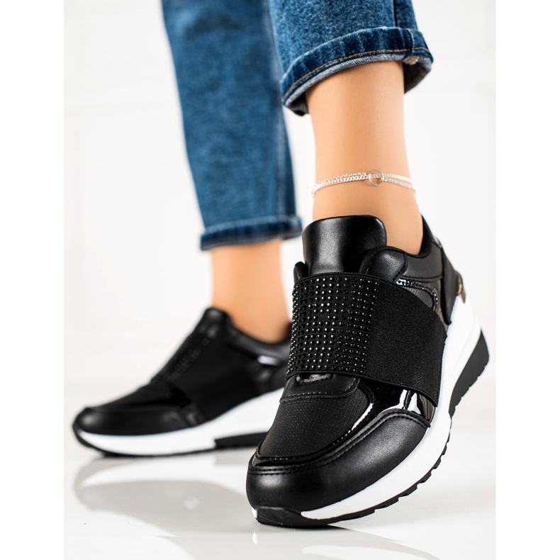 Weide Zapatillas slip-on con cristales negro 1