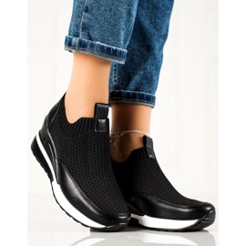 Deportivas textiles en la cuña VINCEZA negro 4