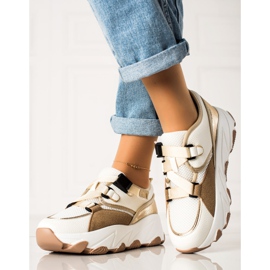 W. Potocki Zapatillas Deportivas Con Hebilla Potocki beige blanco dorado 2