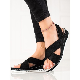 Sandalias Ante Con Velcro VINCEZA negro 1
