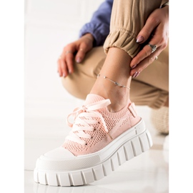 TRENDI Zapatillas de moda en la plataforma rosado 1