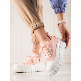 TRENDI Zapatillas de moda en la plataforma rosado 2