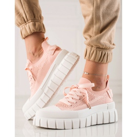 TRENDI Zapatillas de moda en la plataforma rosado 3