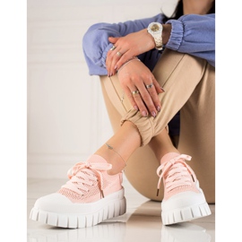 TRENDI Zapatillas de moda en la plataforma rosado 4